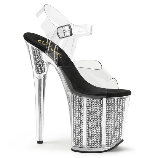 Pleaser Sandales pour femmes FLAMINGO-808SRS CLR / BLK SRS