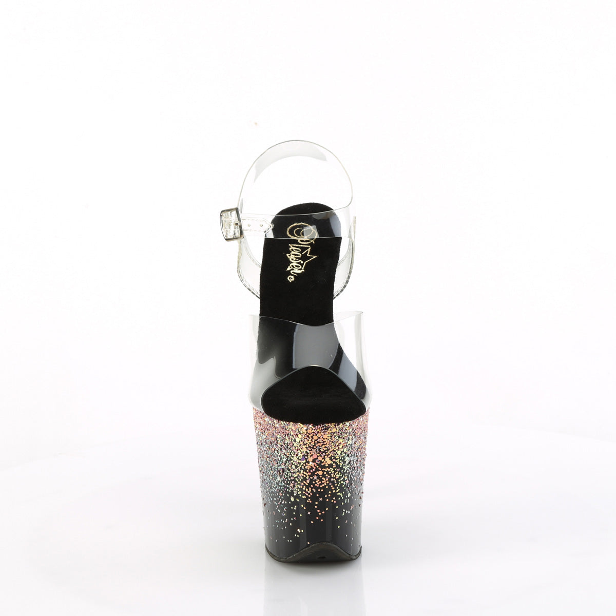 Pleaser   FLAMINGO-808SS CLR / BLK-DUSTY BLOSH MULTITLER
