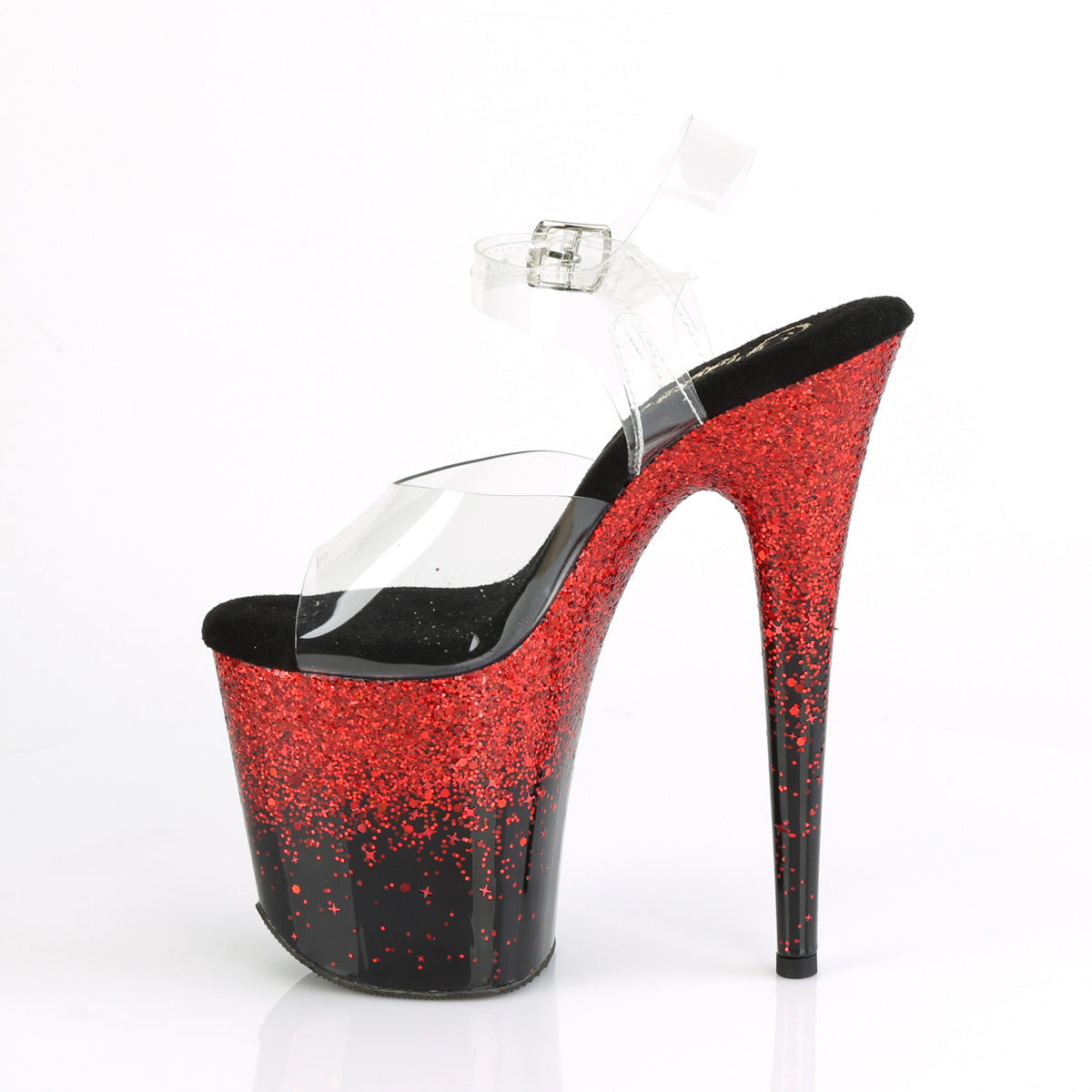 Pleaser Sandales pour femmes FLAMINGO-808SS CLR / BLK-ROUGE multi-paillettes