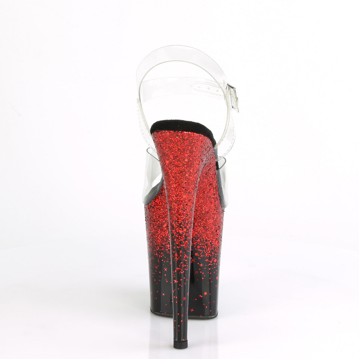 Pleaser Sandales pour femmes FLAMINGO-808SS CLR / BLK-ROUGE multi-paillettes