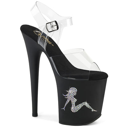 Pleaser   FLAMINGO-808TGRS CLR / BLK-AB SLV