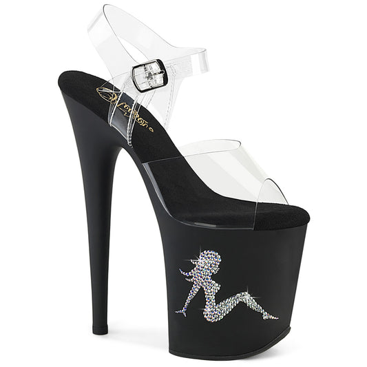 Pleaser   FLAMINGO-808TGRS CLR / BLK-AB SLV