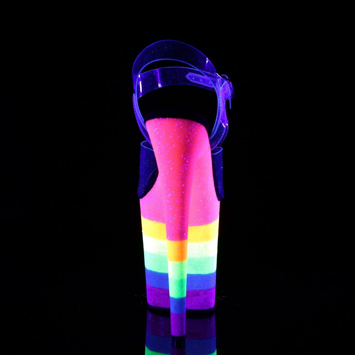 Pleaser Womens Sandals FLAMINGO-808UVRB Clr/Neon Rainbow Glitter