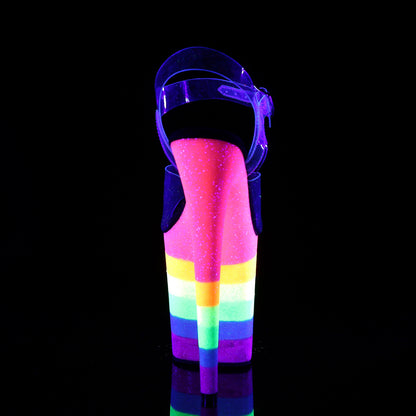 Pleaser Womens Sandals FLAMINGO-808UVRB Clr/Neon Rainbow Glitter