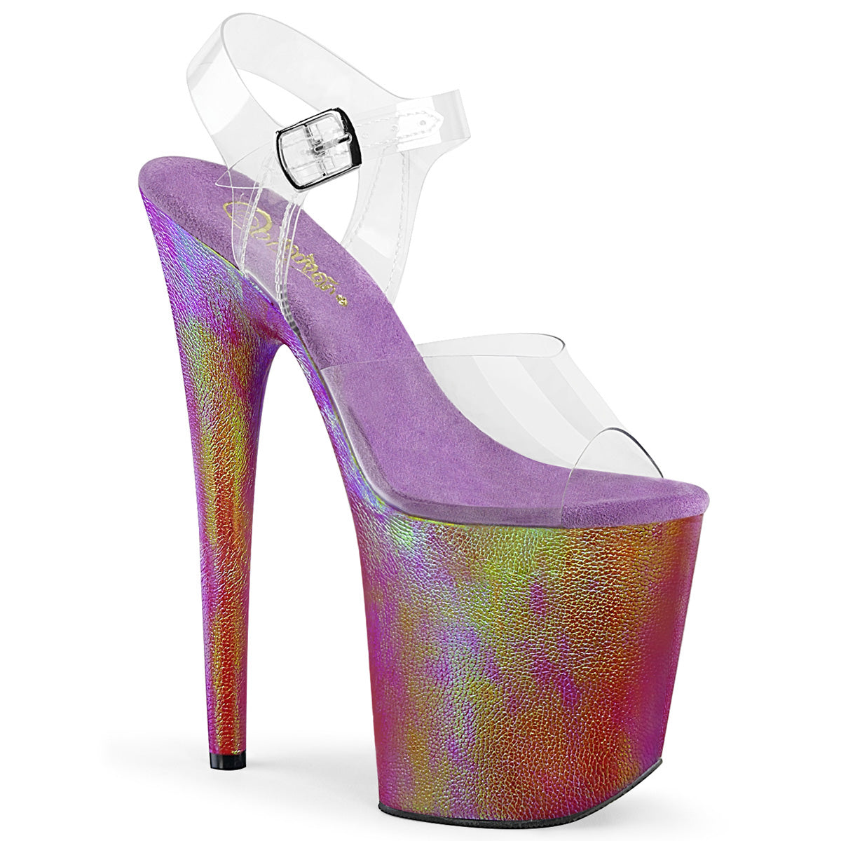 Pleaser Sandales pour femmes FLAMINGO-808WR CLR / Hologramme violet enveloppé