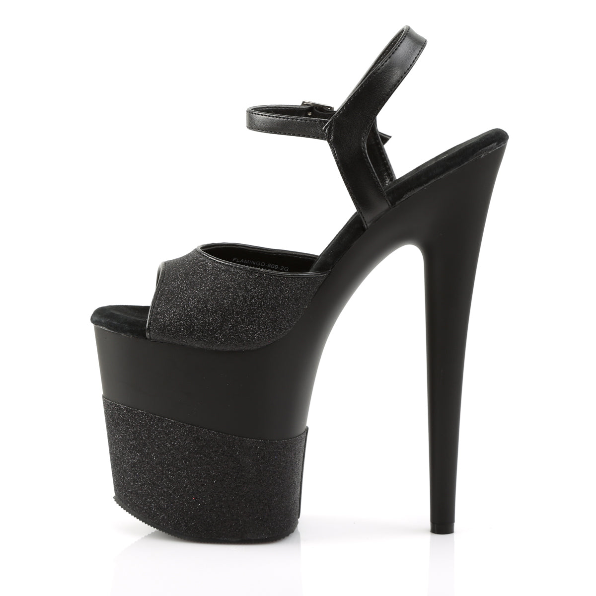 Pleaser Sandales pour femmes FLAMINGO-809-2G BLK Glitter / BLK-GLITTER