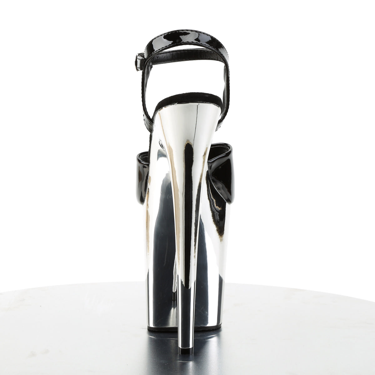 Pleaser Sandales pour femmes FLAMINGO-809 BLK PAT / SLV CHROME