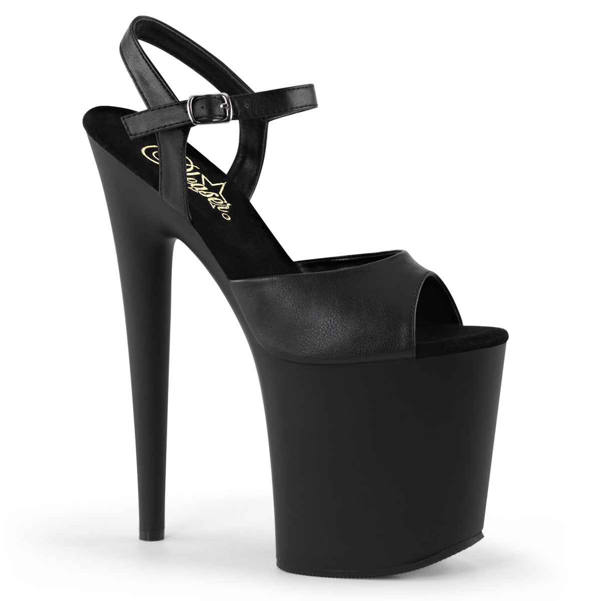 Pleaser Sandales pour femmes FLAMINGO-809 Blk Faux Cuir / Blk Matte