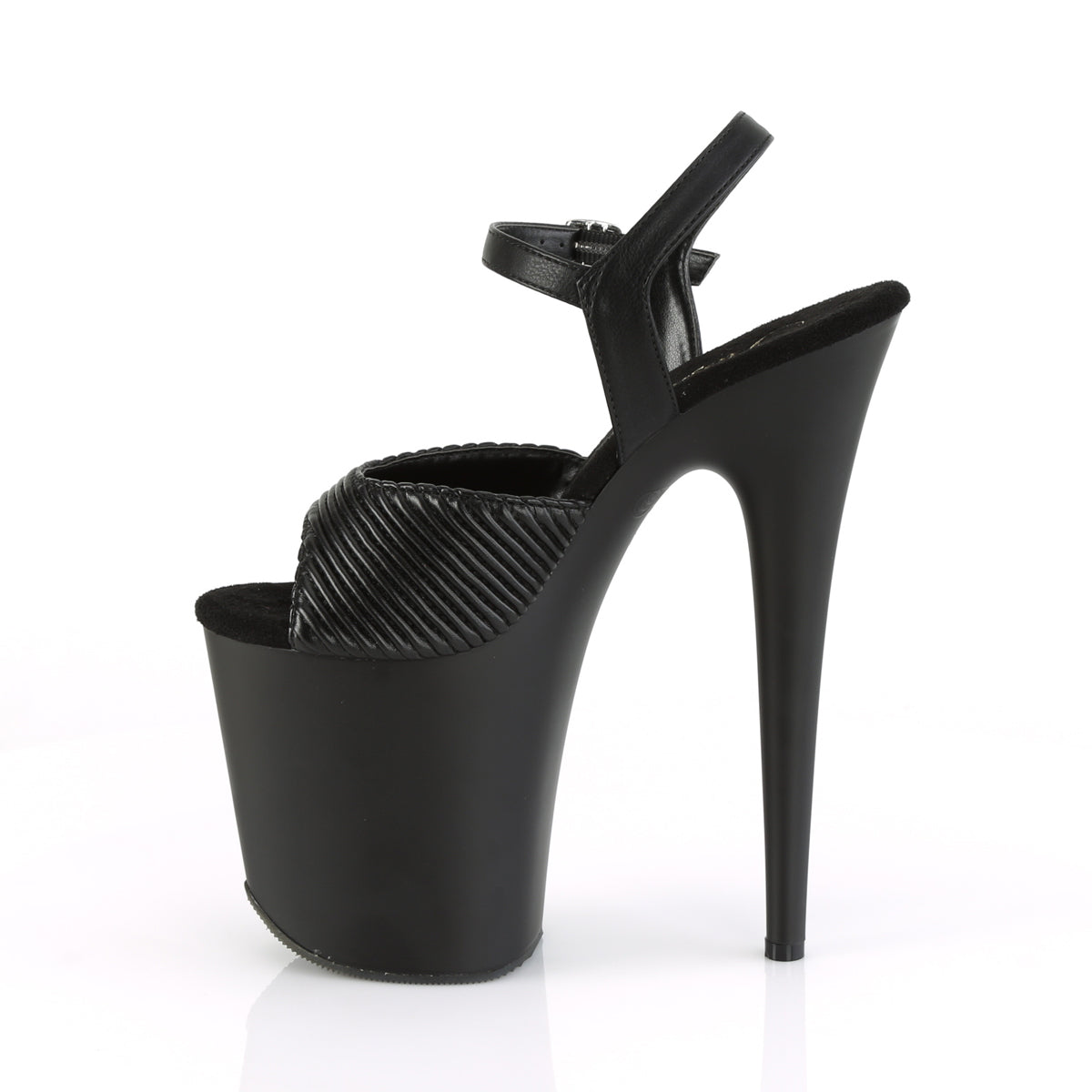 Pleaser Sandales pour femmes FLAMINGO-809 Cuir matelassé BLK / Blk Matte