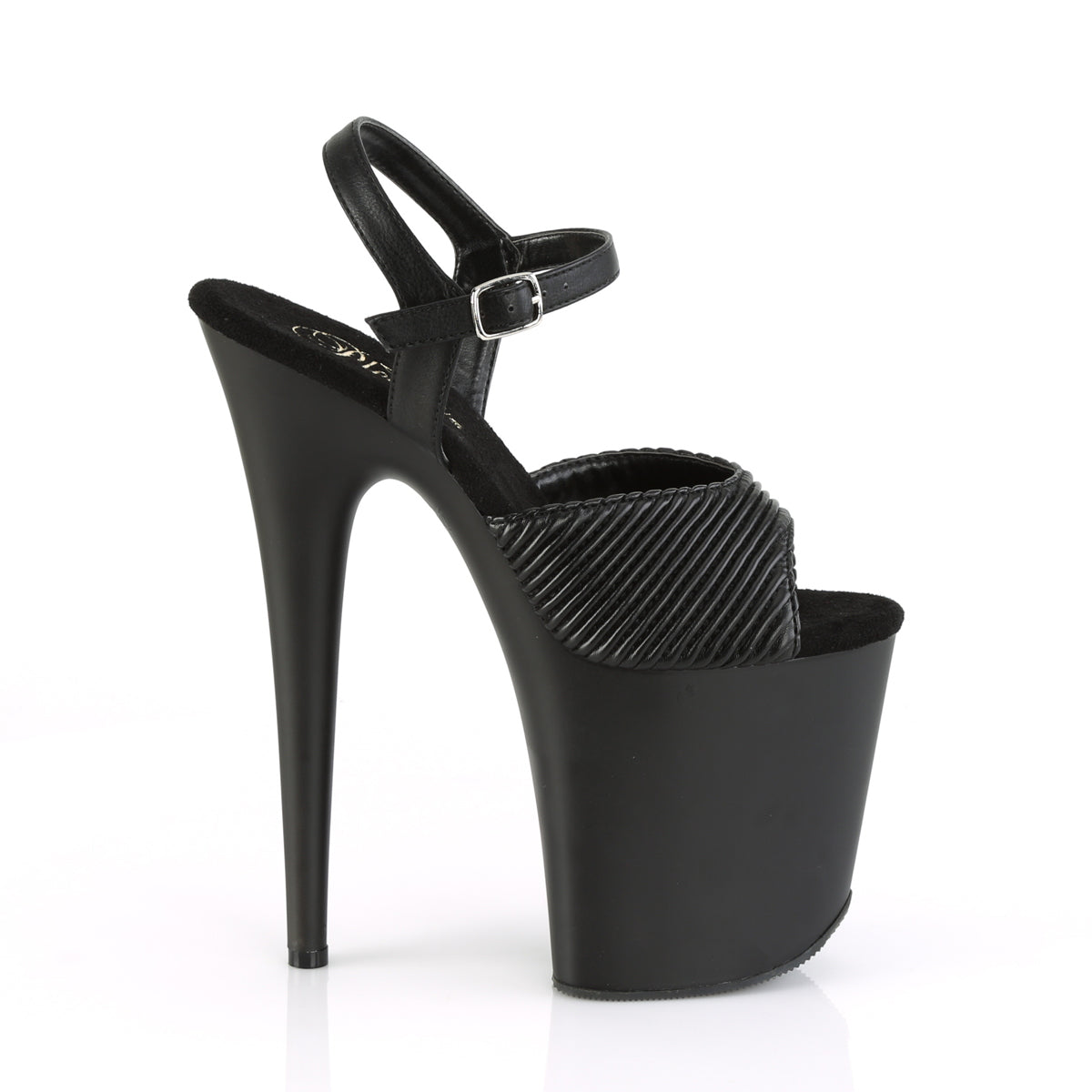 Pleaser Sandales pour femmes FLAMINGO-809 Cuir matelassé BLK / Blk Matte