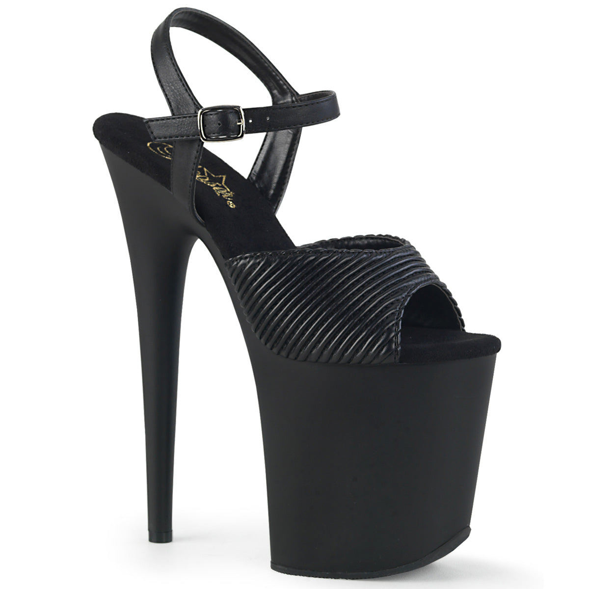 Pleaser Sandales pour femmes FLAMINGO-809 Cuir matelassé BLK / Blk Matte