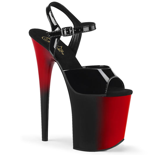 Pleaser Womens Sandals FLAMINGO-809BR Blk Pat/Red-Blk