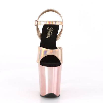 Pleaser Sandales pour femmes FLAMINGO-809HG Hologramme d'or rose / chrome or rose