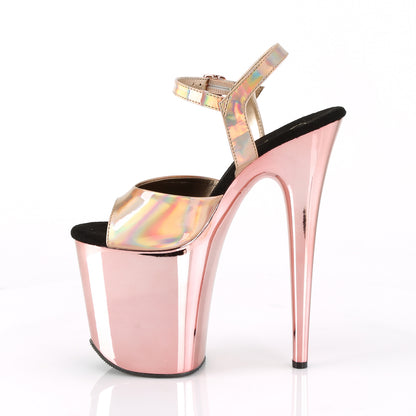 Pleaser Sandales pour femmes FLAMINGO-809HG Hologramme d'or rose / chrome or rose