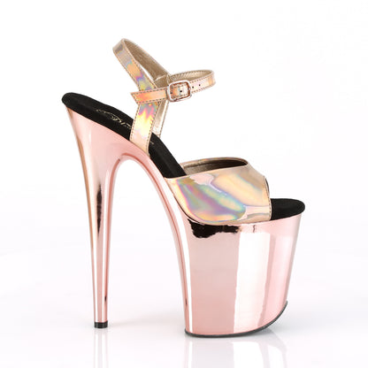 Pleaser Sandales pour femmes FLAMINGO-809HG Hologramme d'or rose / chrome or rose