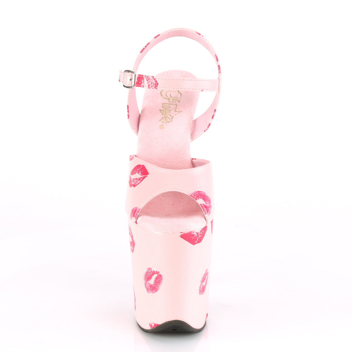 Pleaser Womens Sandals FLAMINGO-809KISSES B. Pink Faux Leather/B. Pink Faux Leather