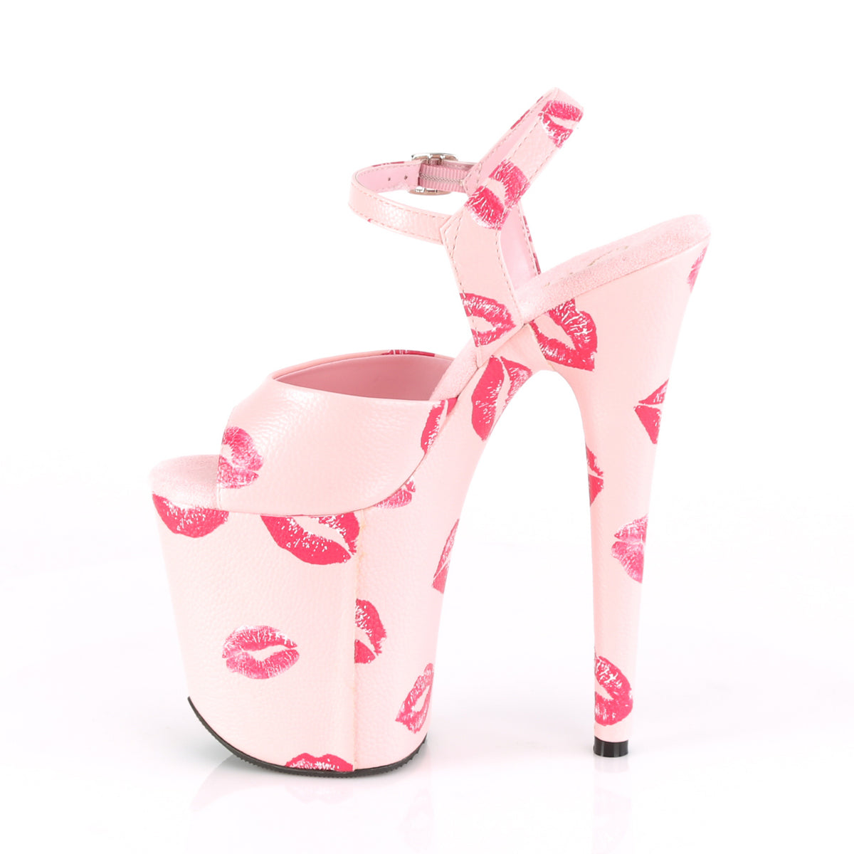 Pleaser Womens Sandals FLAMINGO-809KISSES B. Pink Faux Leather/B. Pink Faux Leather