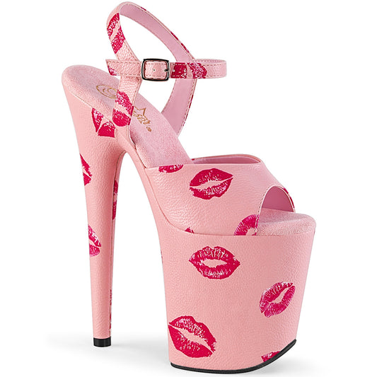 Pleaser Sandales pour femmes FLAMINGO-809Kisses B. FAUX FAUX ROSE / B. Cuir en faux rose