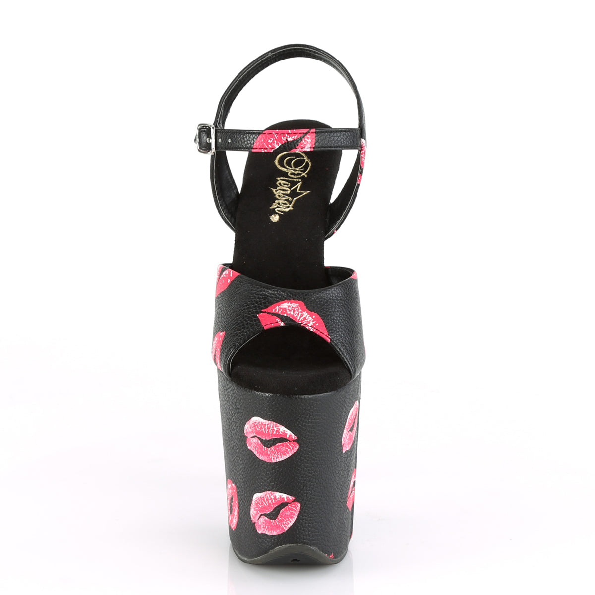 Pleaser Sandales pour femmes FLAMINGO-809Kisses Blk Faux Cuir / Blk Faux Cuir