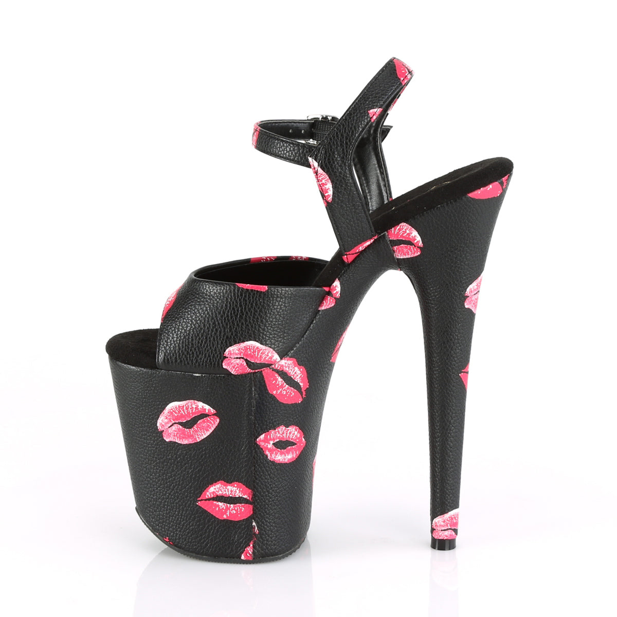 Pleaser Sandales pour femmes FLAMINGO-809Kisses Blk Faux Cuir / Blk Faux Cuir