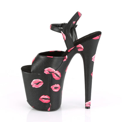 Pleaser Sandales pour femmes FLAMINGO-809Kisses Blk Faux Cuir / Blk Faux Cuir