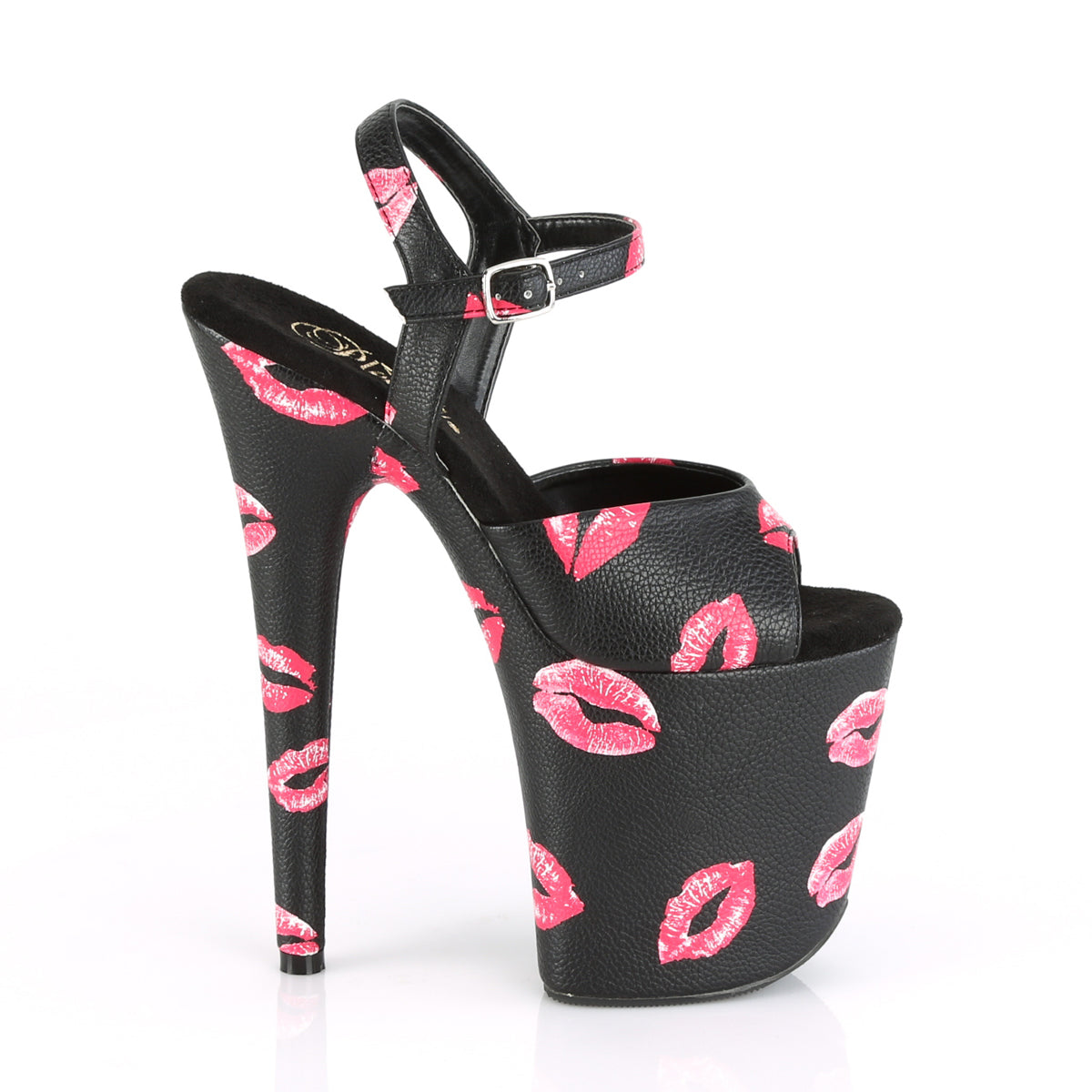 Pleaser Sandales pour femmes FLAMINGO-809Kisses Blk Faux Cuir / Blk Faux Cuir