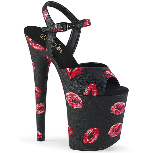 Pleaser Sandales pour femmes FLAMINGO-809Kisses Blk Faux Cuir / Blk Faux Cuir