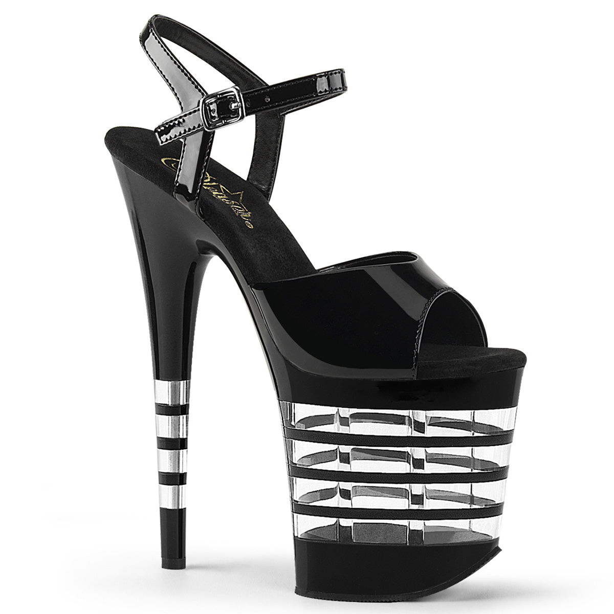 Pleaser Sandales pour femmes FLAMINGO-809ln blk pat / blk