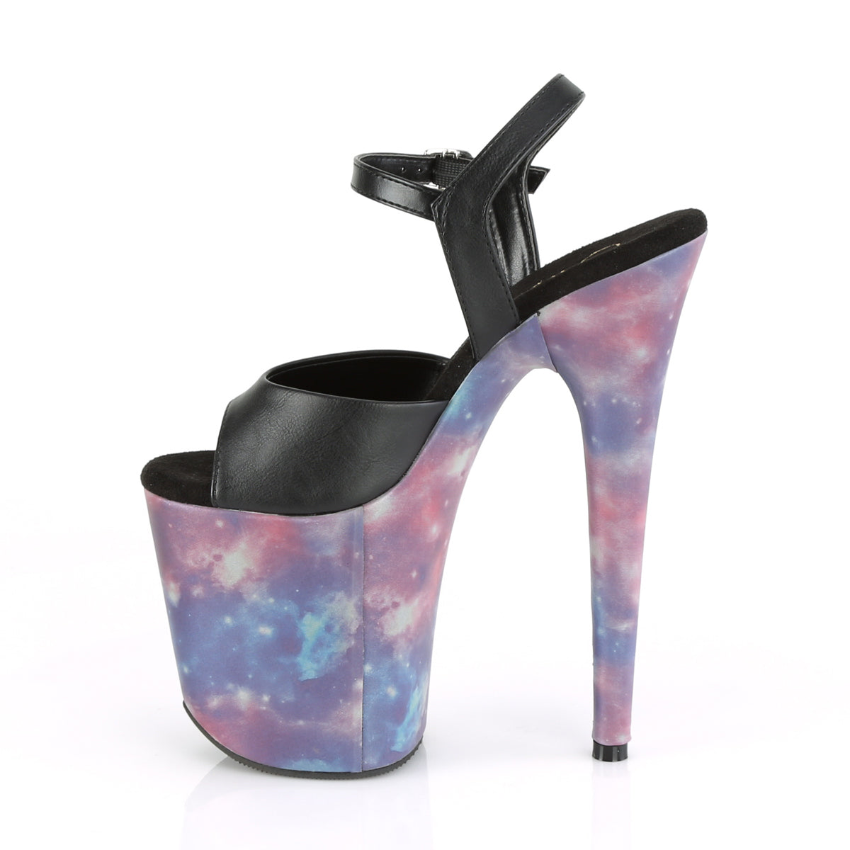 Pleaser Sandales pour femmes FLAMINGO-809refl Blk Faux Cuir / Violet-Bleu Reflective