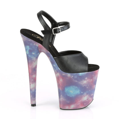 Pleaser Sandales pour femmes FLAMINGO-809refl Blk Faux Cuir / Violet-Bleu Reflective