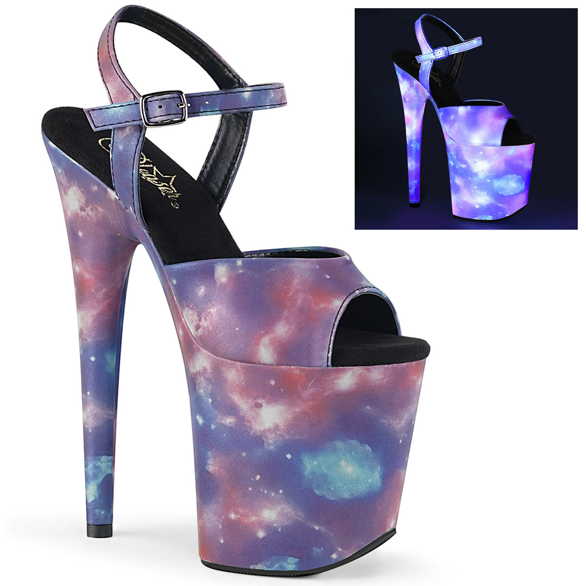 Pleaser Sandales pour femmes FLAMINGO-809refl violet-bleu réfléchissant / bleu violet refl.