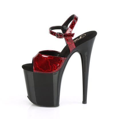 Pleaser Sandales pour femmes FLAMINGO-809SP print de serpent rouge PAT / BLK