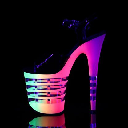 Pleaser Sandales pour femmes FLAMINGO-809vln blk pat / néon multi