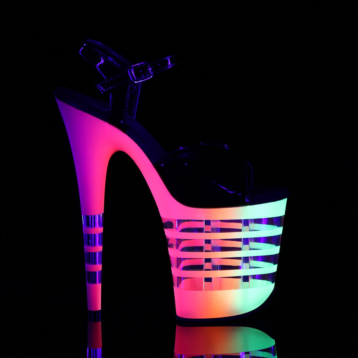 Pleaser Sandales pour femmes FLAMINGO-809vln blk pat / néon multi