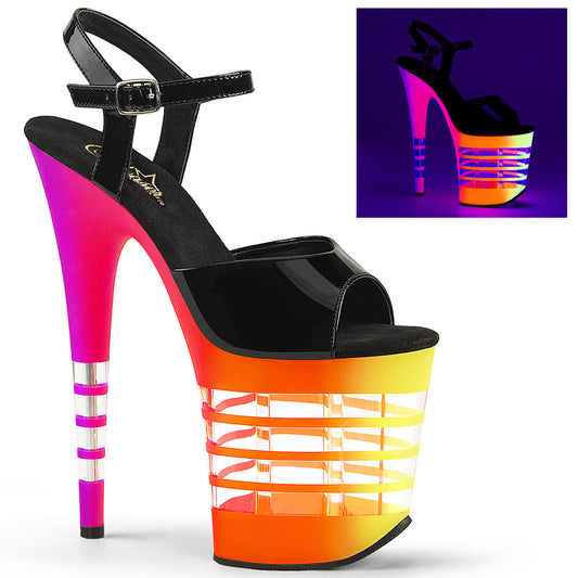 Pleaser Sandales pour femmes FLAMINGO-809vln blk pat / néon multi