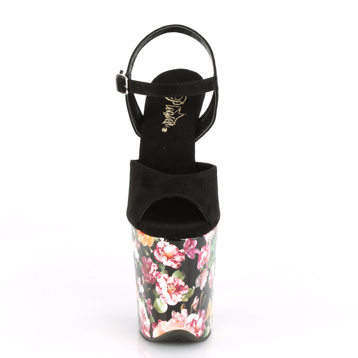 Pleaser Sandales pour femmes FLAMINGO-809wr Noir Faux Suisse / Fleur Imprimé enveloppé