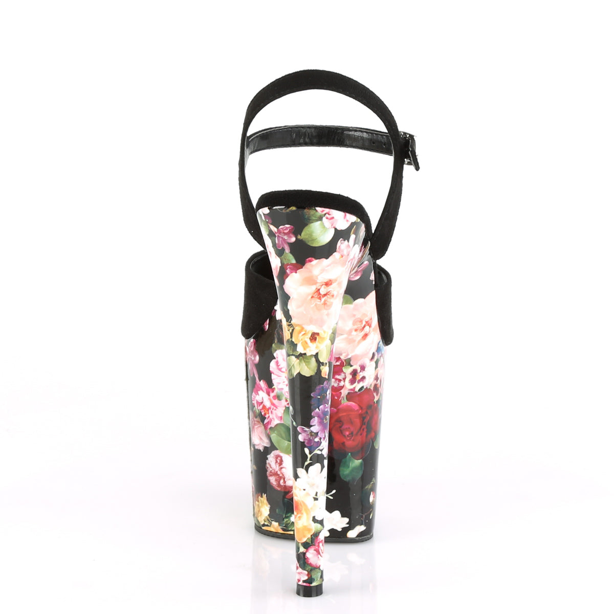 Pleaser Sandales pour femmes FLAMINGO-809wr Noir Faux Suisse / Fleur Imprimé enveloppé