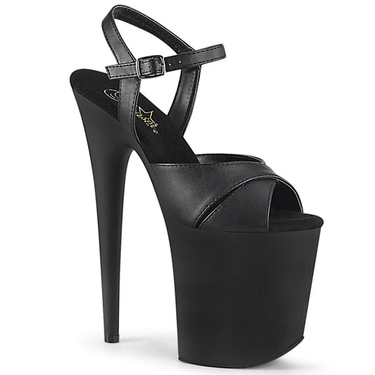 Pleaser Womens Sandals FLAMINGO-816 Blk Faux Leather/Blk Matte