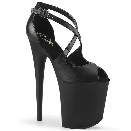Pleaser Sandales pour femmes FLAMINGO-821 BLK FAUX CUIR / BLK MATTE