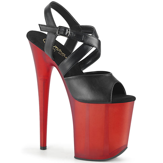 Pleaser Sandales pour femmes FLAMINGO-822t Blk Faux Cuir / Rouge givré