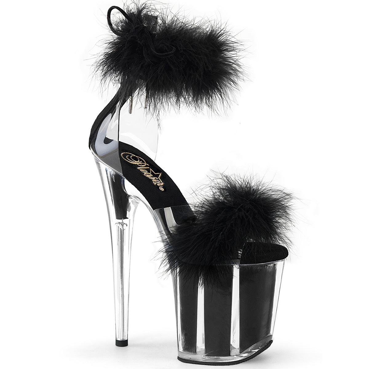 Pleaser   FLAMINGO-824F CLR-BLK FUR / M