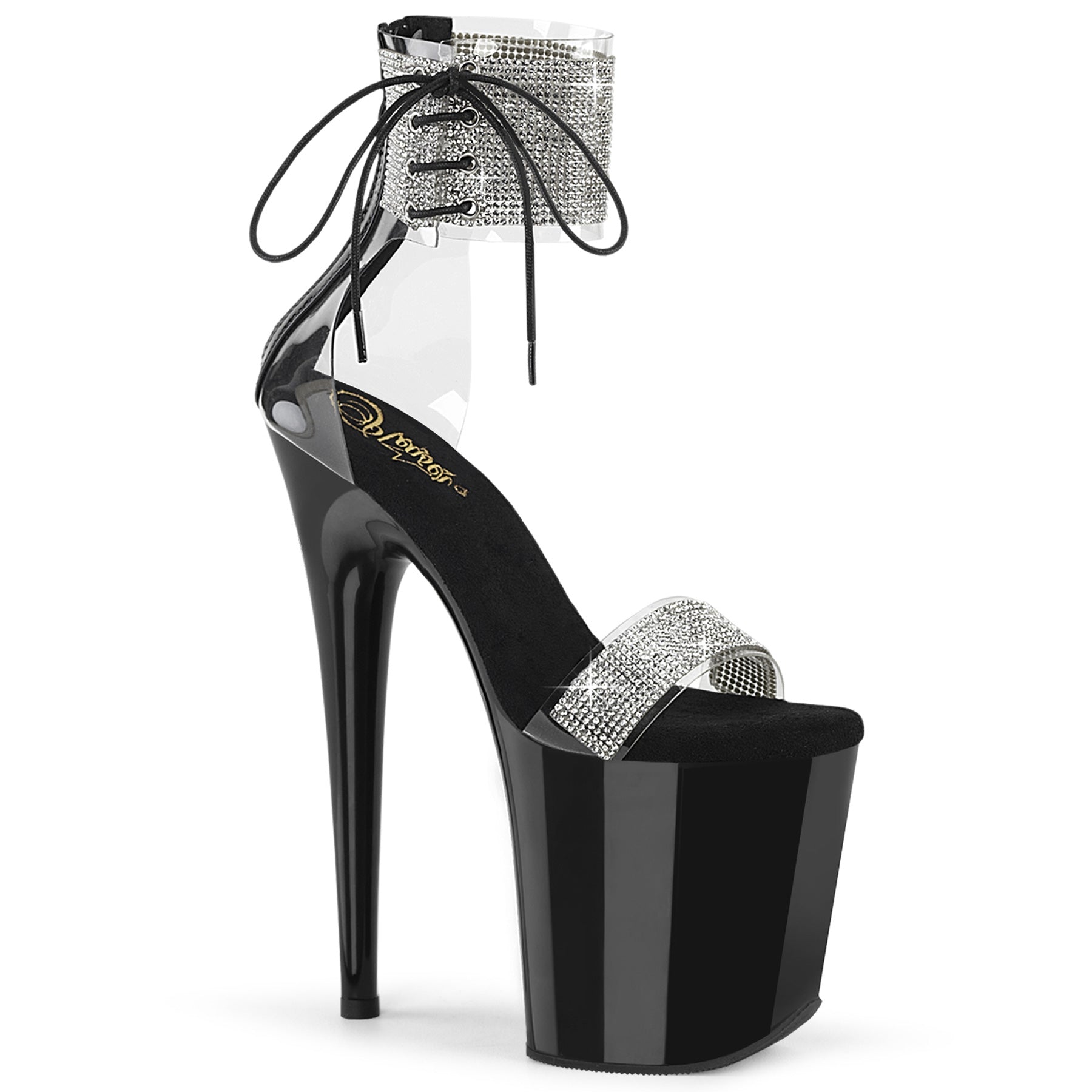 Pleaser   FLAMINGO-827RS Clr-Blk/Blk