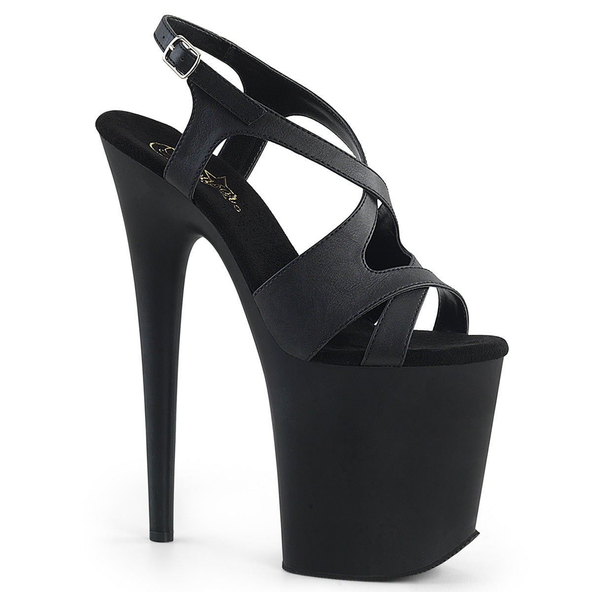 Pleaser Sandales pour femmes FLAMINGO-831 BLK FAUX CUIR / BLK MATTE