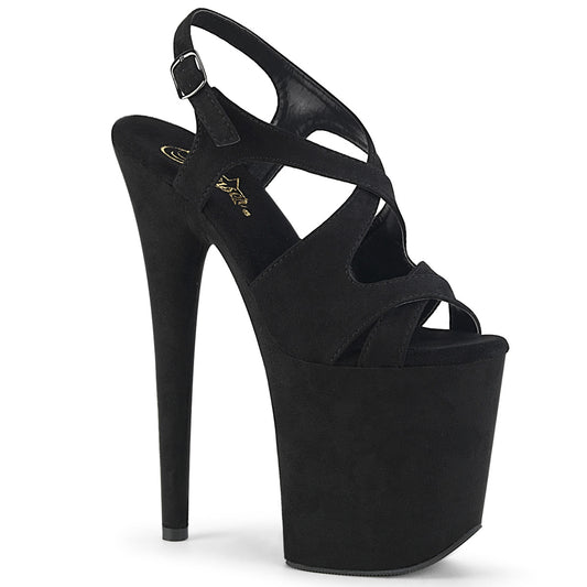Pleaser Sandales pour femmes FLAMINGO-831fs BLK FAUX SUDE / BLK FAUX SUDE