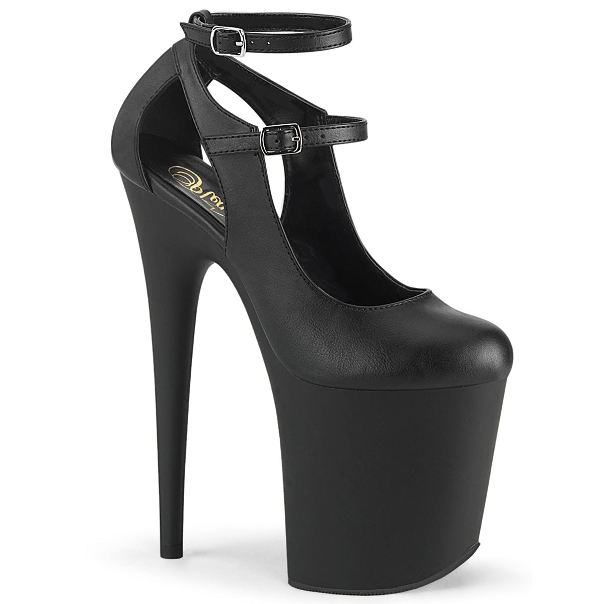 Pleaser Sandales pour femmes FLAMINGO-850 Blk Faux Cuir / Blk Matte