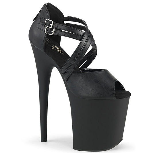 Pleaser Sandales pour femmes FLAMINGO-865 Blk Faux Cuir / Blk Matte