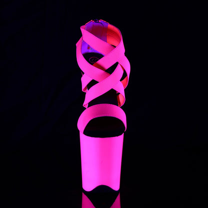 Pleaser Sandales pour femmes FLAMINGO-869UV Néon H. Bande élastique rose-Pat / néon H. rose