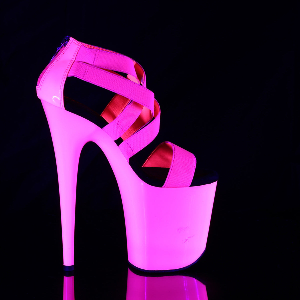 Pleaser Sandales pour femmes FLAMINGO-869UV Néon H. Bande élastique rose-Pat / néon H. rose