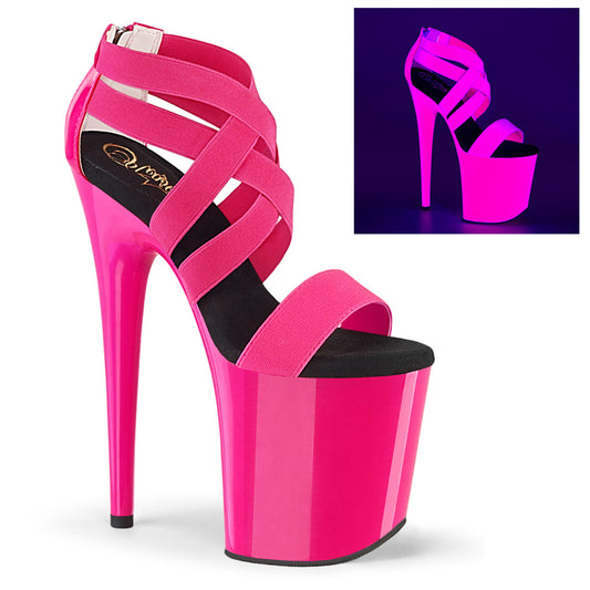 Pleaser Sandales pour femmes FLAMINGO-869UV Néon H. Bande élastique rose-Pat / néon H. rose