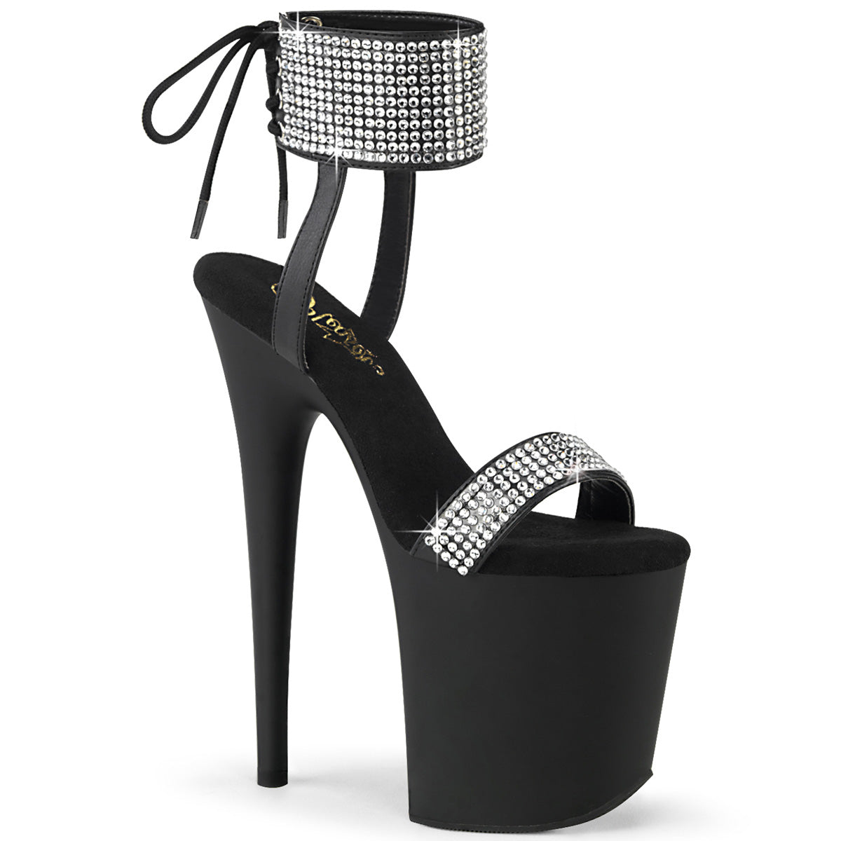 Pleaser   FLAMINGO-870 Blk Faux Leather-RS/Blk Matte